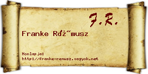 Franke Rémusz névjegykártya
